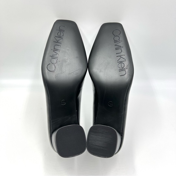 Calvin Klein Womens Alanta 2 Black Leather Square Toe Classic Pumps Heels Shoes - Picture 9 of 14
